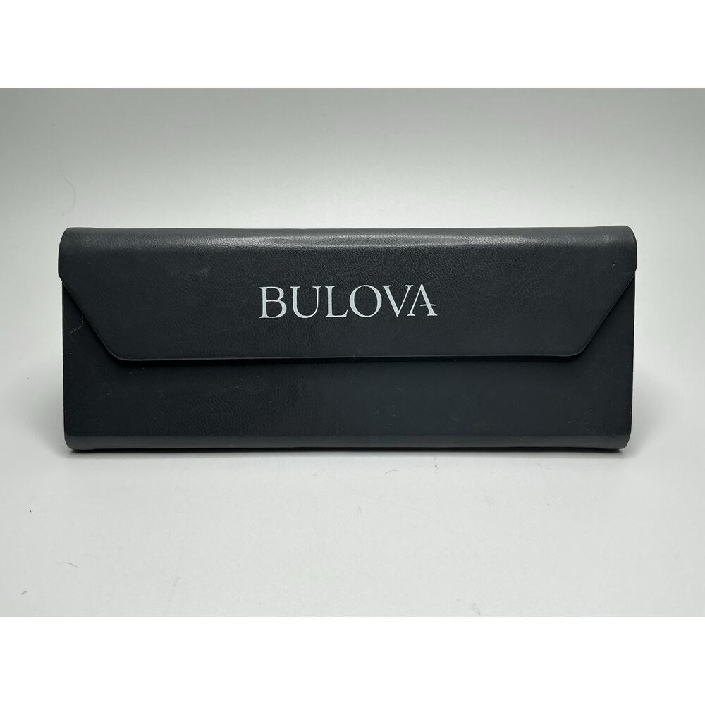 BULOVA Eyeglass/Sunglass Leather Magnetic Hard Case, Charcoal‎ Gray- Empty